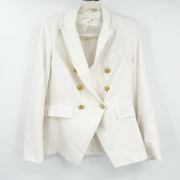 Veronica Beard Womens Career‎ Miller Dickey Linen Double Breasted Blazer Jacket - Picture 2 of 12